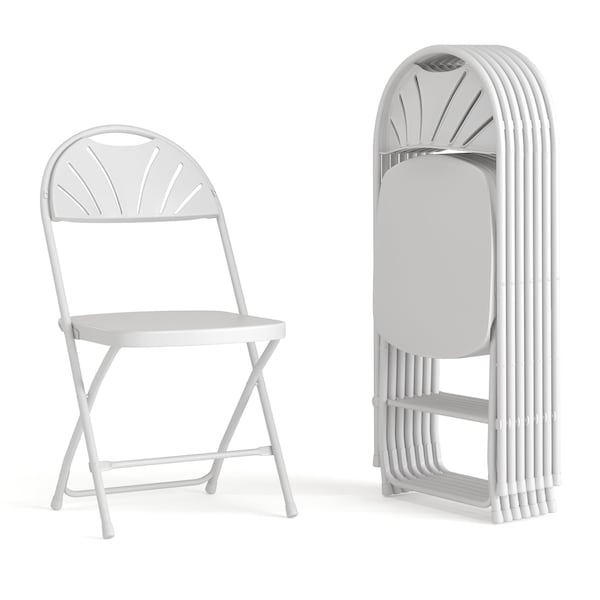Flash Furniture White Plastic Folding Chair, PK8 8-LE-L-4-WHITE-GG - main